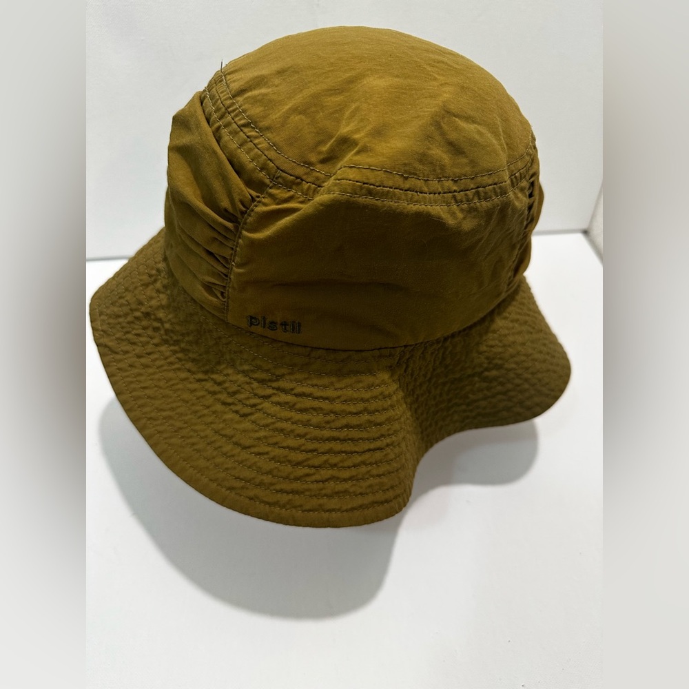 Pistil Mustard Yellow Bucket Hat Ruched Detail Lightweight Casual Travel EUC